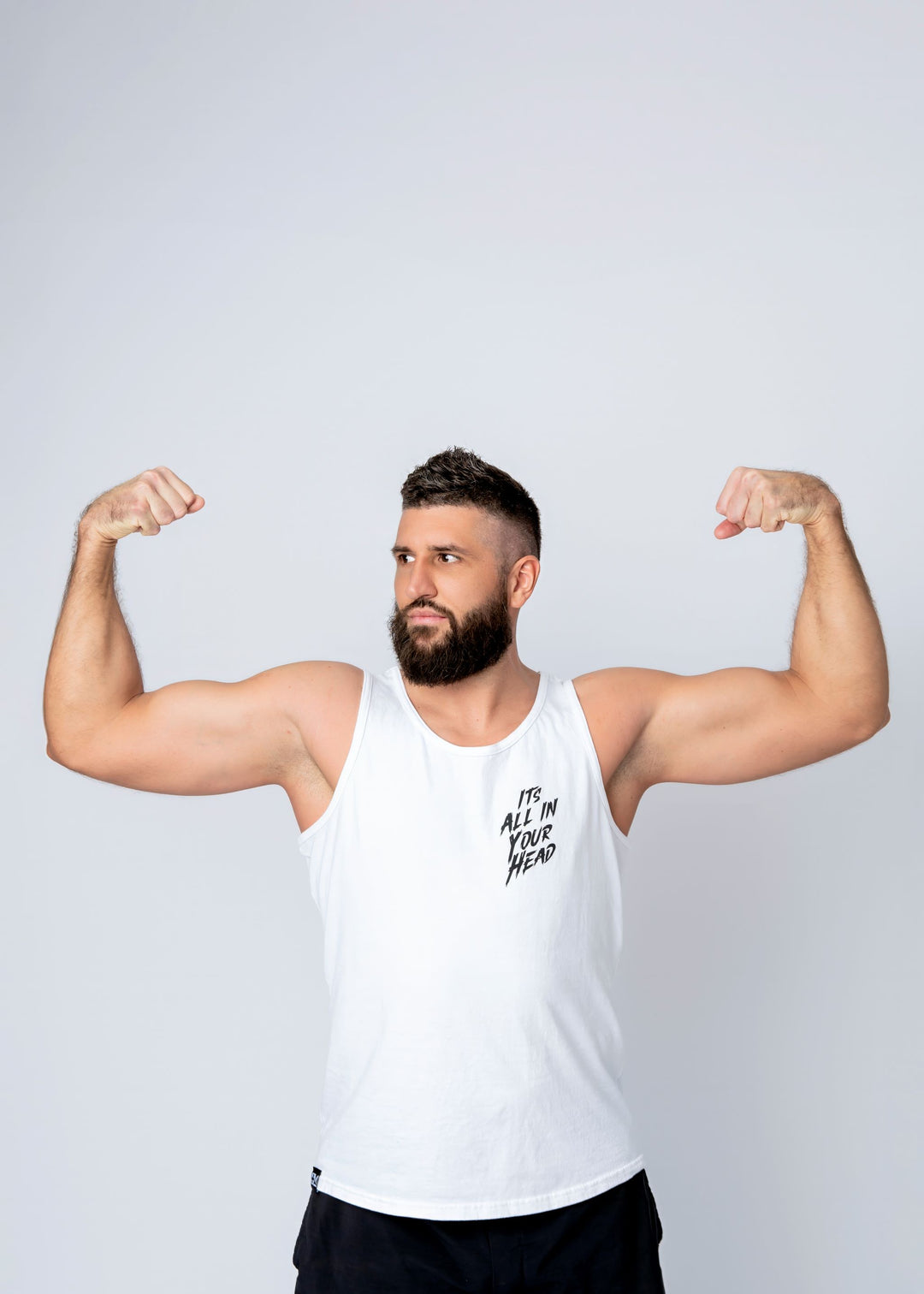 Its All In Your Head Men's Tank back logo/white