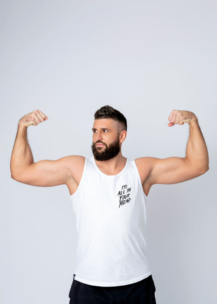 Its All In Your Head Men's Tank back logo/white
